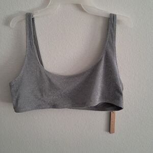 SKIMS Metallic Gray Bralette Bikini Top Festival 2X NWT